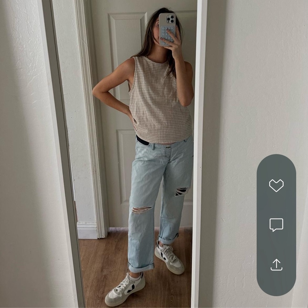 MADEWELL Maternity Side-Panel Slouchy Boyjean in Wrightlane Wash: Ripped Edition